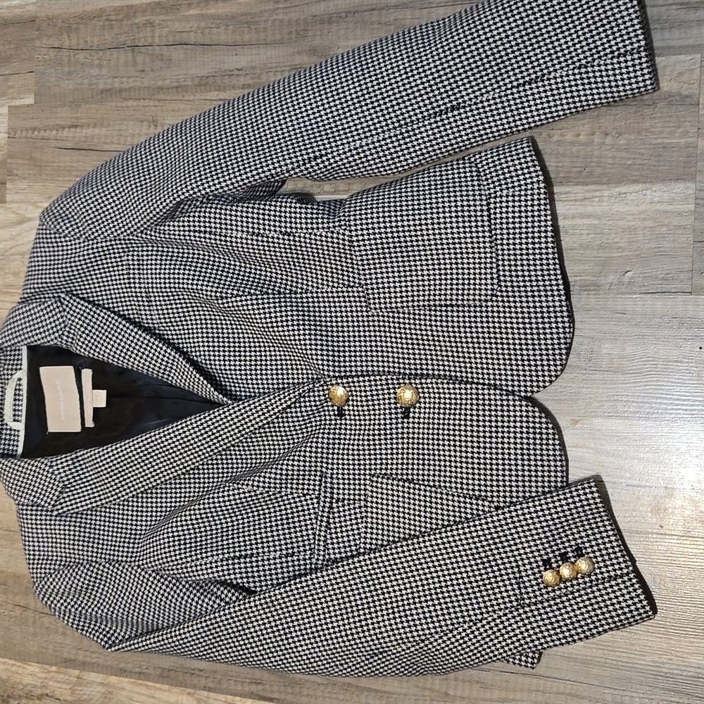 Banana Republic Women's Black and White Houndstooth Blazer Sz 2/XS - Picture 2 of 15